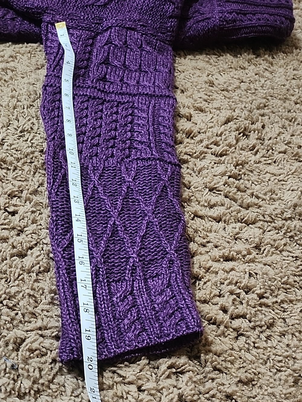 Purple Cable-Knit Turtleneck Sweater - Picture 5 of 5